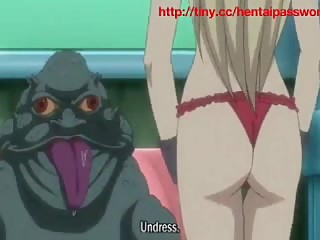 Brutal Monster fucks cute hentai teen babes