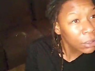 Dreadhead lesbian stud swallows dick