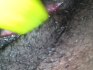 toying my ebony pussy