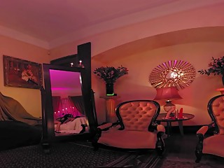 VR 360 Degree lesbian encounter using a huge double ended Dildo