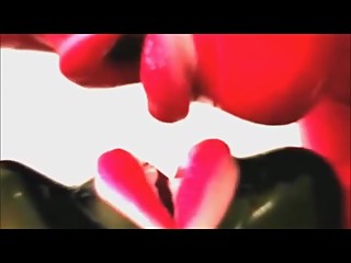 Latex lesbians licking