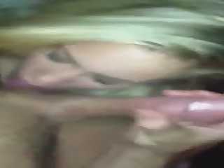 beautiful blonde gf licks and sucks his balls makes him cum